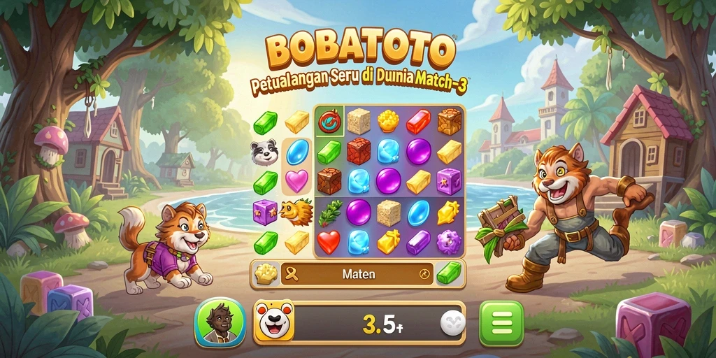 Tampilan gameplay seru di BOBATOTO dengan kombinasi kelereng warna-warni.