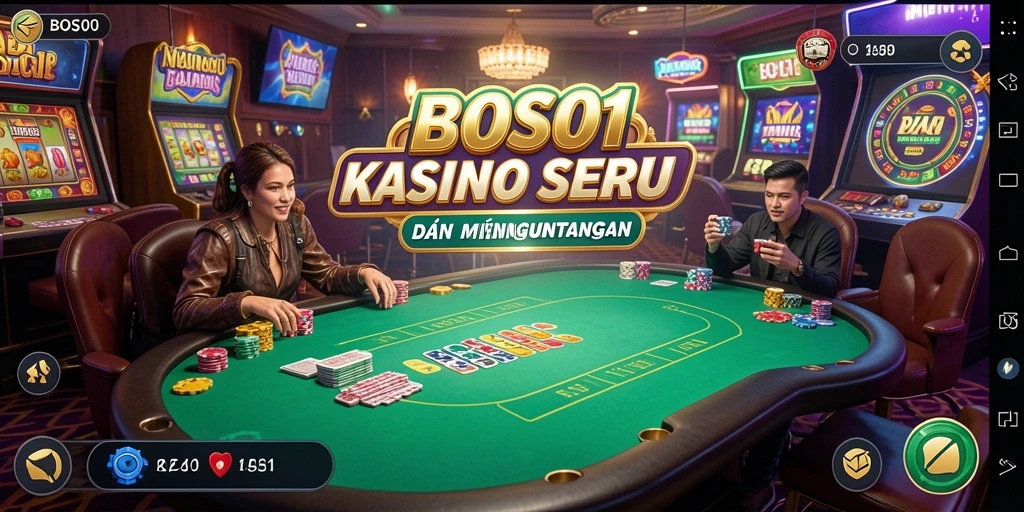 Screenshot gameplay BOS01 menampilkan berbagai permainan Kasino yang seru.