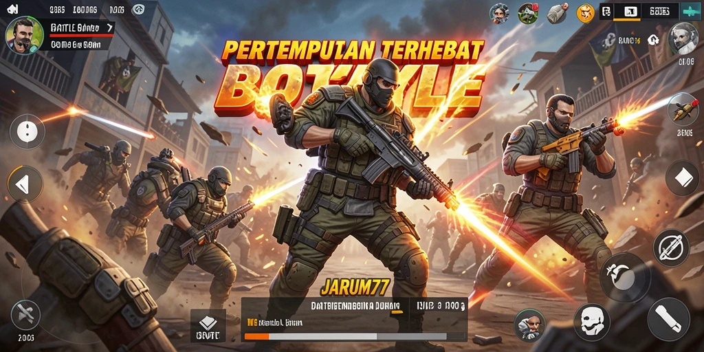 Screenshot dari gameplay Battle Royale yang mendebarkan di JARUM77.