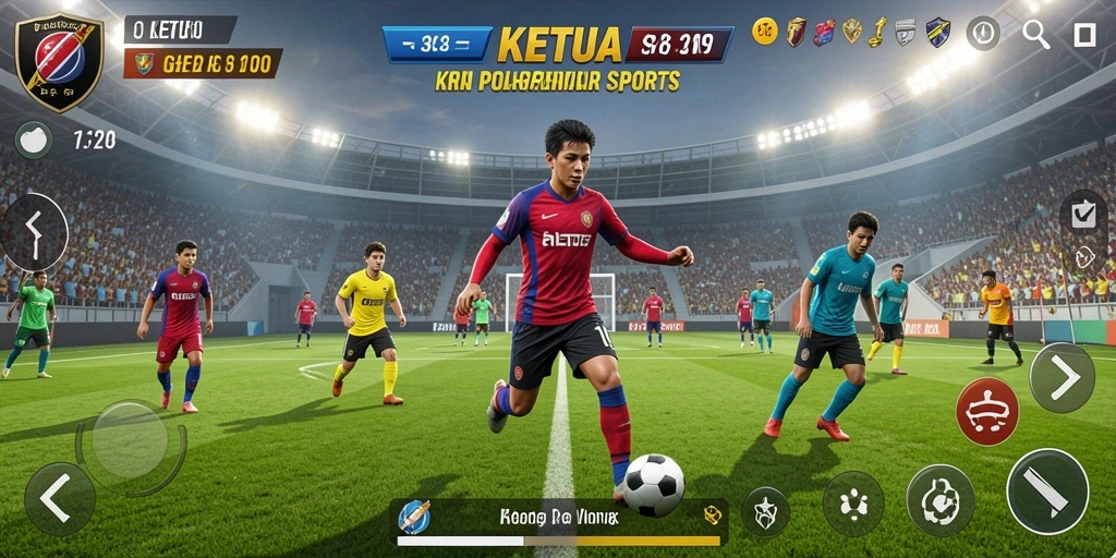 Screenshot menunjukkan aksi seru dari gameplay olahraga di KETUA.