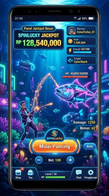 Tampilan antarmuka aplikasi spinlucky yang bersih dan mudah dinavigasi.